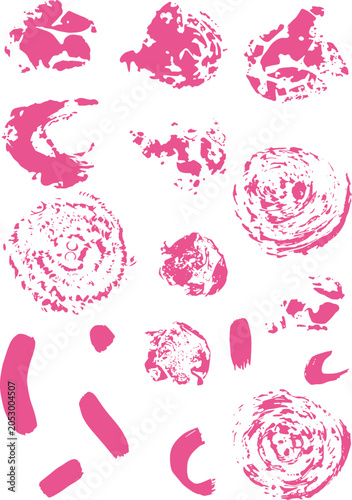 Abstract paint stains and brush strokes vector pack. Hand drawn ink splatters and artistic textures.