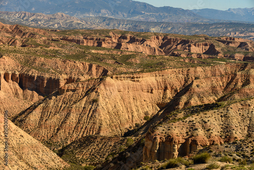 Obraz na plátně Desert badlands panorama in Granada Geopark with eroded canyons