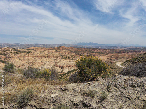 Desert viewpoint in Granada Geopark overlooking spectacular badlands