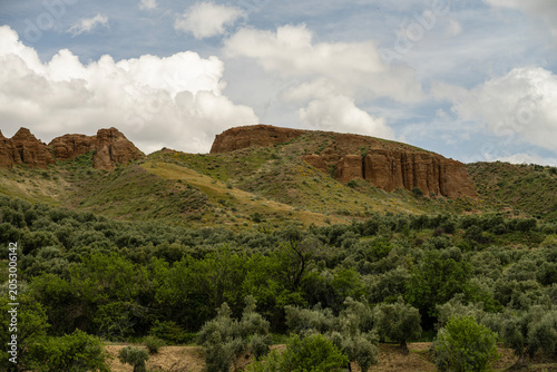 Red cliffs of El Marchal in Granada Geopark landscape