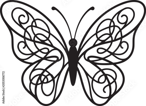Photos Ornamental Butterfly Line Art Icon
