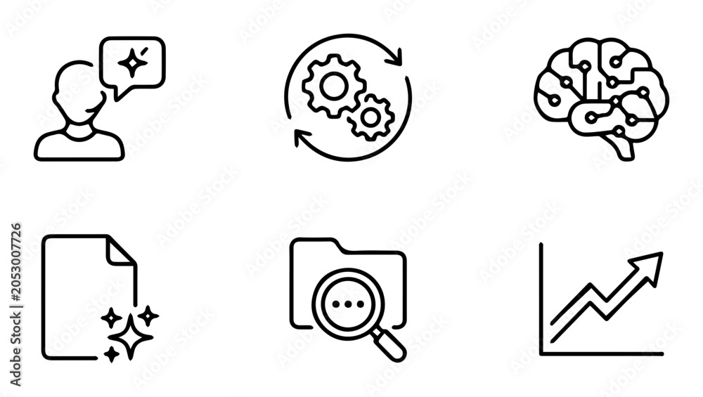 Fototapeta premium 6 Business icons set, line style, office, management