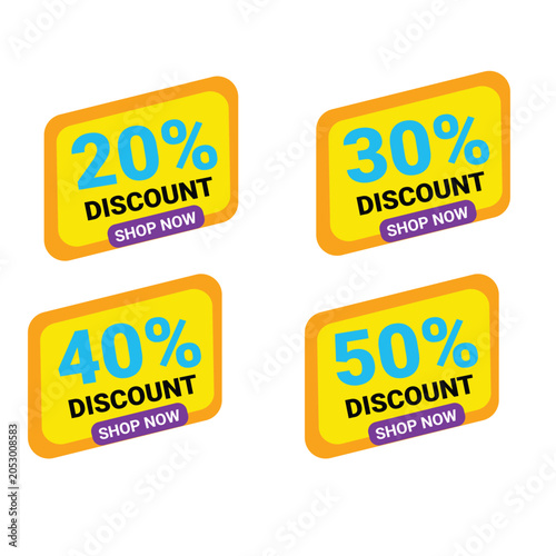 Vibrant 20 -50 Off Sale Tags Eye-Catching Discount Stickers for Retail & E-Commerce Promotions