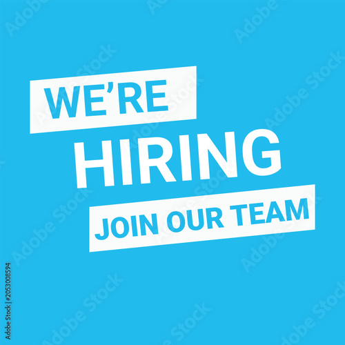 We re Hiring Join Our Team Eye-Catching Recruitment Ad Template Blue & Cyan Design