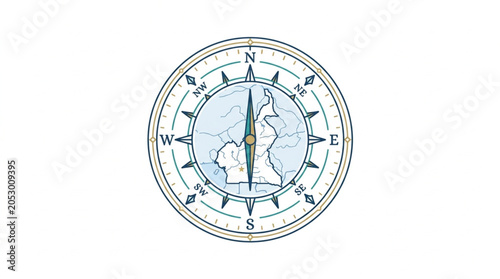 Tablou pe pânză Vintage Compass Showing North South East West Directions.