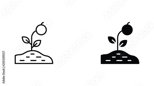 Small plant sprout growing in ground soil vector icon