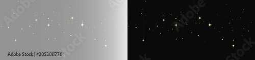 Tableau sur toile Symmetrical double gold sparkle effect, isolated celestial bokeh dots and twinkl