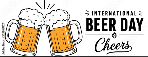 Bild auf Leinwand International beer day cheers isolated on transparent background