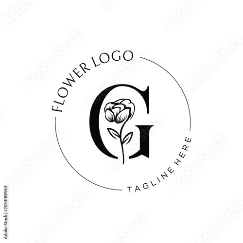 Letter G Rose Flower Logo Design Template Inspiration, Vector Illustration.