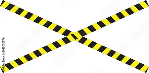 Caution tape crossed over itself on for warning or prohibition