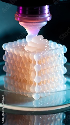 3D bioprinting of human tissue in lab. Medical science concept.