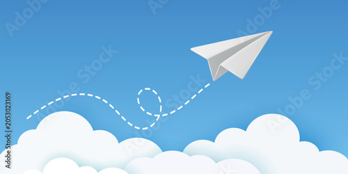 Canvastavla White Paper Airplane Icon, Vector Illustration