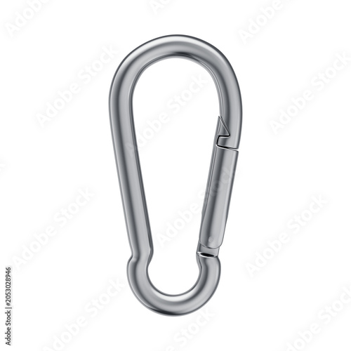 3D Element - Stainless Steel Carabiner with Isolated Background