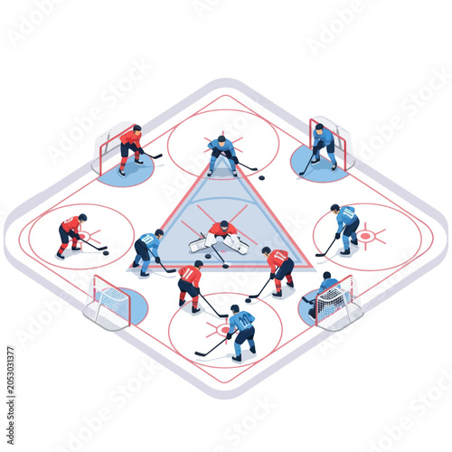 Canvas Print Hockey players on ice rink surface.