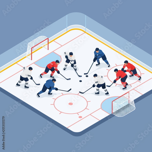 Photography Ice Hockey Players in Action Skating.