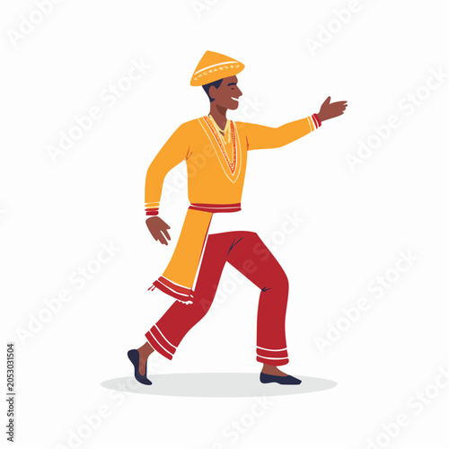 Man in Traditional Indian Attire Dancing