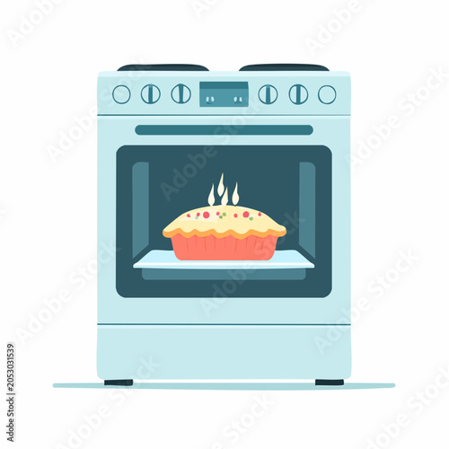 Pie baking in oven