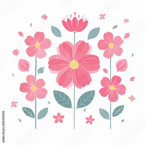 Pink Flowers Illustration