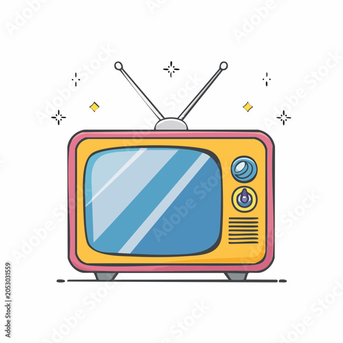 Retro Television Set with Antenna
