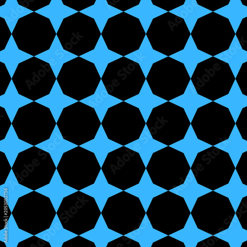 Modern Abstract Hexagon Seamless Pattern in Black and Blue