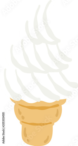 cute soft serve ice cream cone waffle vector cartoon illustration