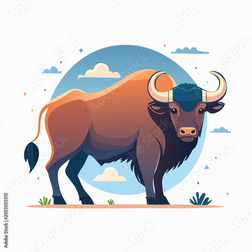 Stylized Illustration of a Powerful Bull