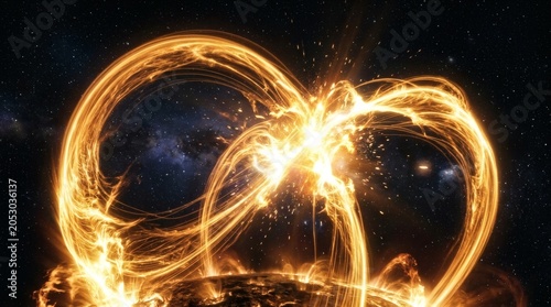 Fiery solar flares erupting from a stars surface into deep space