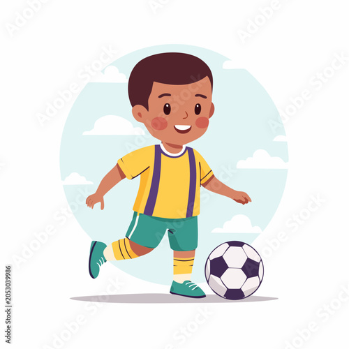 Cartoon Boy Playing Soccer