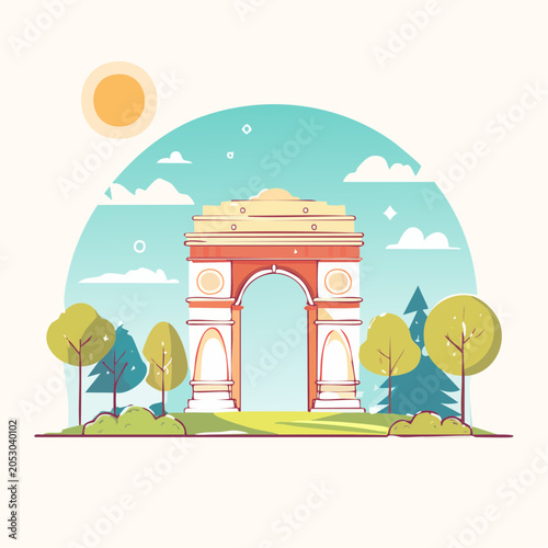 India Gate Landmark Illustration