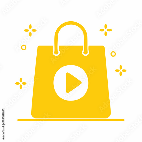 Shopping Bag with Play Button Icon