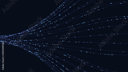 Abstract Technology Background with Digital Data Flow Network and Futuristic Light Connections