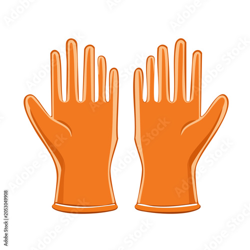 Pair of orange cleaning gloves