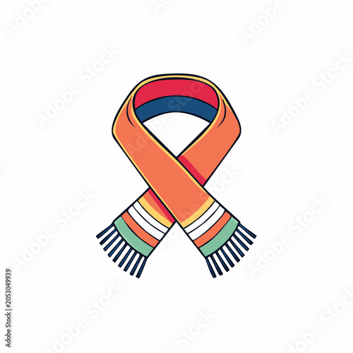 Knitted Scarf with Stripes and Fringes