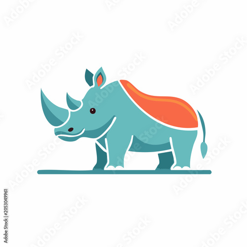 Stylized Blue Rhinoceros Illustration
