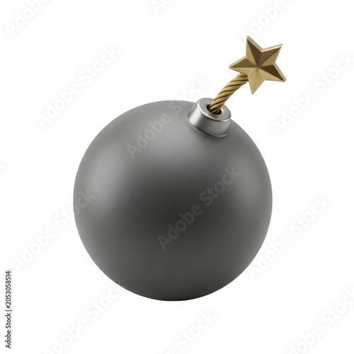 Round bomb with star shaped fuse on a transparent background PNG image