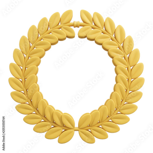 Golden laurel wreath on a transparent background PNG image file
