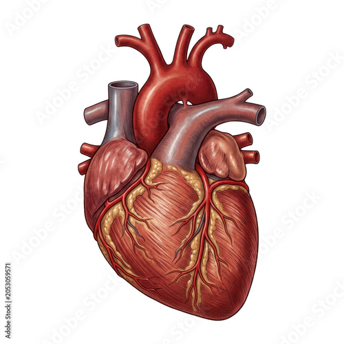 Anatomically correct human heart organ on a transparent background PNG image file