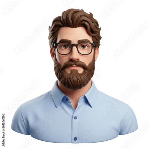 Man with beard and glasses on a transparent background PNG file