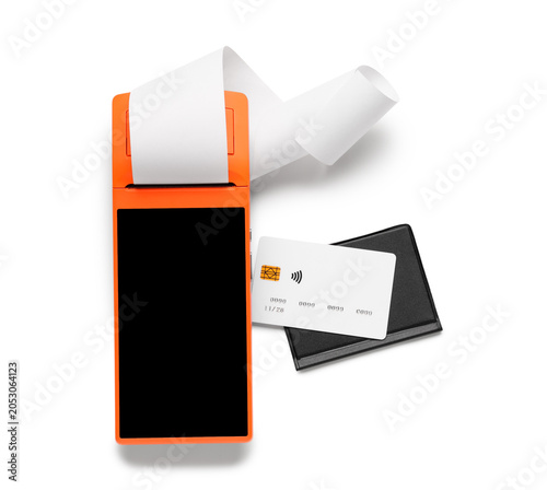 Orange POS terminal with re...
