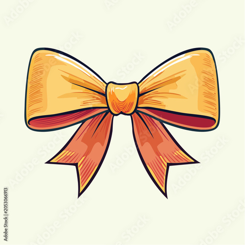 Hand-drawn yellow and orange bow tie illustration