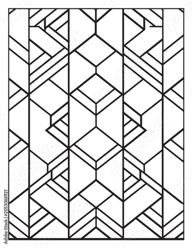 Geometric Patterns Coloring Pages for Adults, Stress Relief Coloring Book, Black and White Line Art, Illustration, Coloring book, Coloring Pages, Vector, Bold & Easy Coloring Book Pages 8.5x11