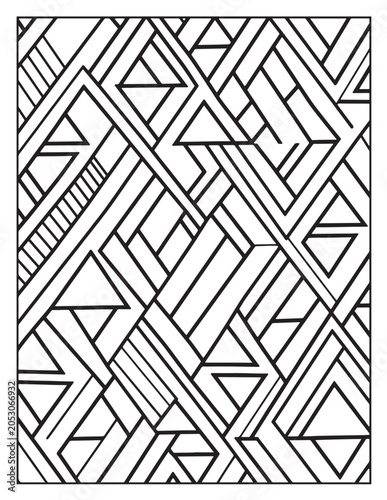 Geometric Patterns Coloring Pages for Adults, Stress Relief Coloring Book, Black and White Line Art, Illustration, Coloring book, Coloring Pages, Vector, Bold & Easy Coloring Book Pages 8.5x11