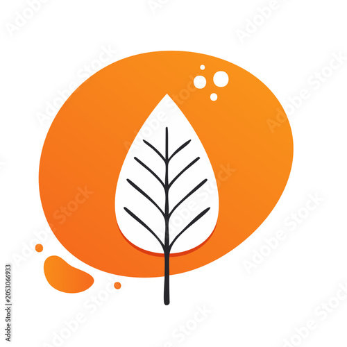 Stylized leaf icon on orange background