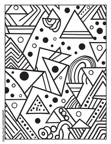 Geometric Patterns Coloring Pages for Adults, Stress Relief Coloring Book, Black and White Line Art, Illustration, Coloring book, Coloring Pages, Vector, Bold & Easy Coloring Book Pages 8.5x11
