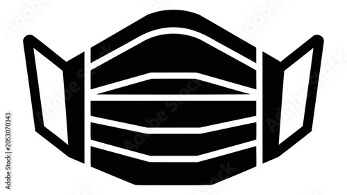 Face mask icon medical or surgical mask symbol, protection from virus, disease, air pollution isolated on white backgrou