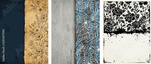 Concrete Botanica Splitpanel Art Mixing Raw Urban Textures With Delicate Botanical Linework