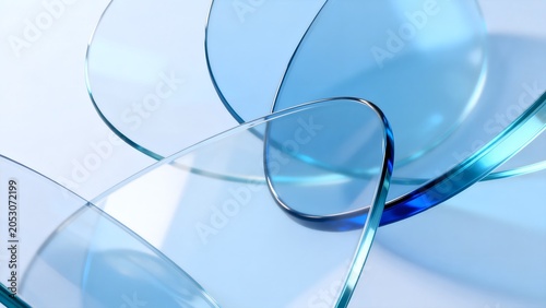 Abstract blue glass curves
