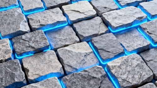 Stone tiles with glowing blue lines