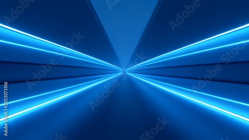 Blue neon light tunnel