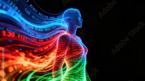 Digital human figure with data streams